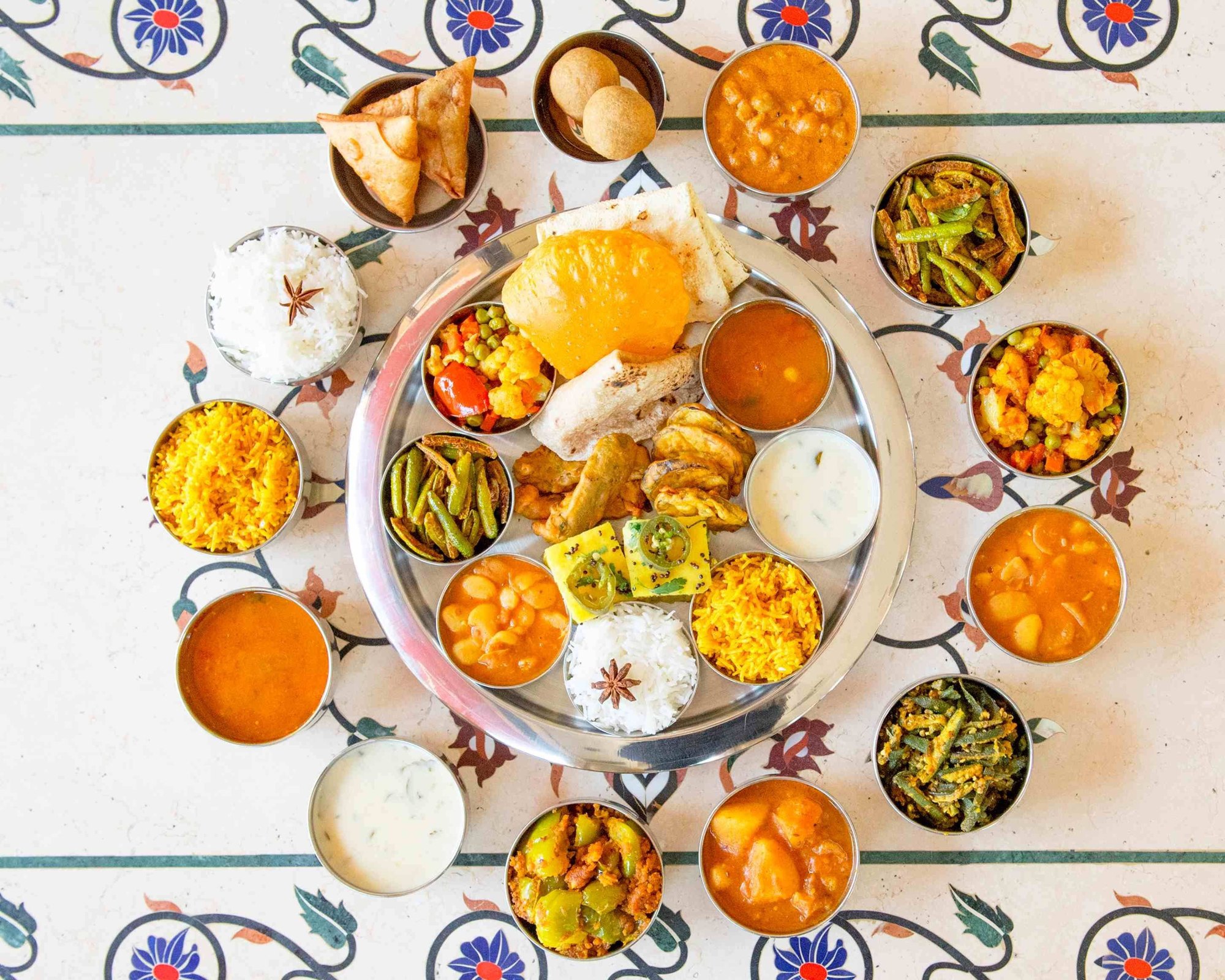 Rajdhani Artesia vegetarian thali from its Postmates listing